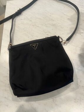 GUESS Black Nylon Crossbody Bag with Gold Logo
